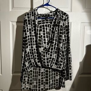 Chico's Black and White Geometric Blouse